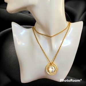 SWAROVSKI Crystal Coffee Cup Saucer  Pendant Chain Necklace